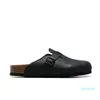 여름 코르크 슬리퍼 디자이너 보스턴 샌들 남자 슬라이드 패션 가죽 뮬스 우드 샌들 게으른 신발