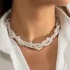 Boho Sweet Imitation Pearl Twists Pärlad krage halsband Kvinnor Enkel romantisk bröllopsmodesmycken gåva