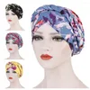 Berets Muslim Braid Head Wraps For Women Cotton Print Turban Scarf Sun Cap Islamic Femeal Soft