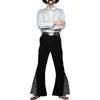 Men's Pants Shiny Sequin Men Bell-bottom Trousers Button Zip Closure Retro Disco Flared Hem For Halloween