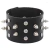 Pulseras de eslabones Pulsera de espiga de moda Punk Faux Leather Goth Girl Bangle Studded Rock Pulsera para mujeres Hombres Joyería