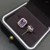 Studörhängen Yulem Natural Amethyst Ear Studs med stenstorlek på 5x7mm och 925 Sterling Silver för kvinnor Fashionabla Daily Smyckesgåvor