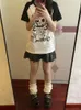 T-shirt da donna KOSAHIKI Y2k Estetica Top T-shirt giapponese Harajuku T-shirt con stampa teschio Kawaii T-shirt E-girl Fairycore T-shirt grafiche anni '00 carine 230426