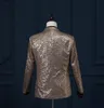 Mäns kostymer Blazers 2023 Male Slim Fit Jacket Fashion Gold Royal Blue Red Silver Sequin Blazer Men Stage Wear Designs Costumes For Singers