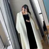 Women's Wool Blends Elegant Midi Coat Women Korean Thicken Long Bandage Jackets Oversized Lace Up Outwear White Cardigan Woolen Overcoat 231124
