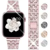 Luksusowe metalowe paski do zegarków Diamond dla opasek zegarków jabłkowych 49 mm 45 mm 38 mm 40 mm 42 mm 44 mm kobiet Bling Slim Glitter IWatch Series Ultra 8 7 6 5 4 3 SE z Bling Telefm Case