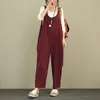 Kvinnors jumpsuits Rompers Summer Women Casual Loose Linen Cotton Jumpsuit ärmlös backless play-play-byxor overaller Rompers Plus Size S-2XL 230426