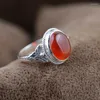 Bagues en grappe FNJ 925 bague en argent pour femmes bijoux Original pur S925 Sterling rubis naturel rouge Agate