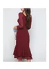 Casual Dresses 2023 Womens Vintage Claret Mermaid Bodycon Dress Spring Women Square Collar Mid Calf Fitted Office Vestidos