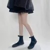 Damen Socken Schwarz Schleife Kurz Kawaii Niedlich Milchig Weiß Weicher Samt Japanischer Stil Süße Mädchen JK Lolita