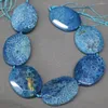 Catene 1 filo pieno blu Druzy Slab Slice collana perline sfaccettate gemme fai da te ciondolo connettore pietra 15,5 pollici