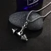 Kettingen gepersonaliseerde titanium stalen hanger ketting mode trend met één hand met één hand dumbbell sieraden heren accessoires paar geschenken cadeaus