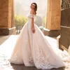 Novo elegante vintage uma linha vestidos de casamento de renda sexy fora do ombro renda borboleta apliques vestidos de noiva plus size trem de varredura plus size boho praia vestido de novia