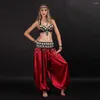 Stage Wear Large Size Belly Dance Clothing Tribal Tassel Set Coin Bra Buttocks Scarf Gypsy Pants