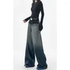 Jeans pour femmes femmes gris cargo pantalon streetwear taille haute américain jambe large mode y2k style femme hiver pantalon droit