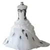 Vintage noir et blanc robes de mariée ruché une ligne longue gothique robes de mariée dentelle appliques corset grande taille mariée tenue de soirée sur mesure 2023 robe De Novia