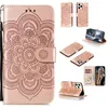 Mandala Emboss Carteira Capa Magnética PU Couro Capa Protetora Completa para iPhone 15 15 Pro Max 14 13 12 11 XR Samsung Note20 S23 Ultra A34 5G Motorola LG Google