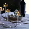 Ljusstake Julglas Glass Menorah Hemdekoration Bröllop Valentins dag Romantisk Candlelight Dinner Ornaments