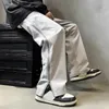 Men's Pants Hip Hop Style Thick Fleece Lined Cargo Mid-rise Wide Leg Trousers With Zipper Closure Back Button Winter