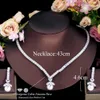 قلادة من الخرز cwwzircons أنيقة Dangle Drop White Zirconia Zirconia Women Party Necklace Congring Pearl Jewelry for Wedding Fridal Gift T674 231124