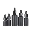 Matt svart glas eteriska oljeflaskor ögondroppflaska med glänsande anodiserad aluminiumlock 5 ml 10 ml 15 ml 30 ml 50 ml 100 ml IBWCJ