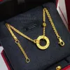 قلادة للنساء الحب مزدوج الجولة مصممة كعكة Diamond Gold Plated 18k نسخ رسمية الأزياء المجوهرات هدايا مميزة 006