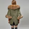 Pelliccia sintetica da donna 2023 Autunno naturale vera pelliccia di procione collo Parka Cappotto casual Manica svasata mantello giacca di cotone abbigliamento donna Donna 231124