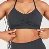 Yoga outfit enkel mikro braltettkvinnor sömlös sportbras criss cross ruched justerade remmar fitness träning gym grödor underkläder underkläder