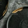 Teller Keramik schwarz vergoldet Rindersteakteller im westlichen Stil Obst flache Schale Porzellangeschirr