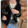 Women's Knits Lazy Style Mink Cashmere Sweater Coat Women Autumn Winter Korean Retro Loose Fit Elegant Knitted Cardigan Fashion XC069