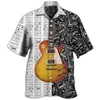 Casual shirts voor heren heren shirt zomer Hawaiiaanse grafische prints gitaar gitaar turndown kaki vakantie korte sleeveapparel tropical mode soft