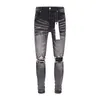 Mens Jeans nödställda motorcykelcyklist Jean Rock Skinny Slim Ripped Hole Letter Top Quality Brand Hip Hop Denim Pants28-40