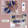 False Nails Blue Gradient Colors Ballerina Fake With Rhinestones Milky Way Of Dreams Coffin Artificial Press On Nial Art Tips