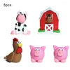 Świąteczne zapasy 5PCS Farm Animal Cake Dekoracja Topper Suit Pastoral Ranch Party Pieking Ozdoby Doll Doll Birthday Decors