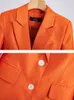 Women's Suits Blazers Women Formal Blazer Vest and Pant Suit Navy Pink Orange Office Ladies Long Sleeve 3 Pieces Set For Business Work Career Wear 230426