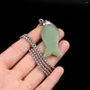 Pendant Necklaces Natural Agates Stone Necklace Cute Fish Shape Rose Quartzs Turquoises For Women Jewerly Gift 40x20mm