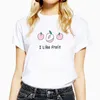 Women's T Shirts I LIKE FRUIT Print Funny Women Shirt Summer Short Sleeve O-Neck Cute Tshirts 5 Colors Female Tee Tops