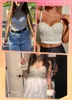 Camisoles Tanks Fashion Streetwear Tank Top Woman Clothes Pearl Chest Binder Camisole Ladies Bra Bluas Casual Short White Tops Women Corset 230426