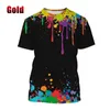 Homens Camisetas 2023 Moda Color Splash Ink Gotejamento Colorido 3D Impresso T-shirt Homens e Mulheres Casual Manga Curta