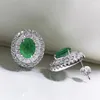 Orecchini a bottone 2023 Commercio estero Retro imitazione smeraldo Unghie in argento puro
