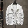 Spring Autumn Tracksuits White Stretch Jeans Set för män Casual Slim Long Sleeve Jacket and Pants 2st Set Size M-5XL Male Clothing