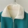 Women's Hoodies 2023 Men And Women Half Zipper Sweatshirt Long-Sleeved Loose Fit Contrast Color Unisex Pullover Tops For Autumn Winter