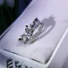 Cluster Ringe Stilvoller super schimmernder Paarring für Frauen Fouble Crown 2PC zweiteilige Prinzessin voller Diamant versilberter Bankettschmuck