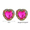Studörhängen ztech färgglada kristall stora hjärta högkvalitativ modetrend strass bröllop smycken tillbehör för kvinnor flickor