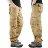 Pantalones para hombres Cargo multibolsillos al aire libre Trabajo de combate táctico de algodón resistente y resistente al desgaste