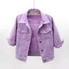 Women's Jackets Women Denim Jacket Spring Autumn Short Coat Pink Jean Jackets Casual Tops Purple Yellow White Loose Tops Lady Outerwear Howdfeo 230426