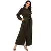 Damesjumpsuits Rompert Women Fashion Satin Jumpsuit Saoedi-Arabische Playsuits Wide Been Long Pants Turkse islamitische casual broek Outfits S-2XL 230426