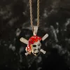 Testa di teschio colorato Pirata Croce Collana con ciondolo in zircone Uomo Punk Fashion Brand Collane di personalità Oro giallo Diamante pieno Gioielli hip-hop Bijoux per uomo