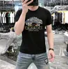 Designers de camisetas masculinas Summer Novo moda masculina de moda européia casual versátil redondo camiseta de algodão sedoso diamante quente manga curta