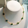 Designer oorbellen 4/Klavertje Vier Bedel V Goud Hoge Editie Vier Gras Tien Bloem Pauw Groene Ketting voor Dames Dikke Vergulde k Rose Mode Stijl